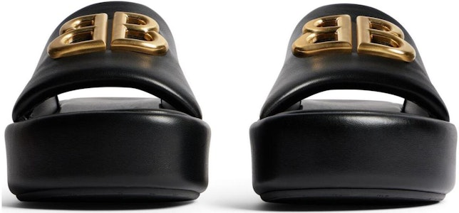 巴黎世家皮革圓頭厚底套腳一字拖鞋 女款 黑色 Shop 巴黎世家皮革圓頭厚底套腳一字拖鞋 女款 黑色