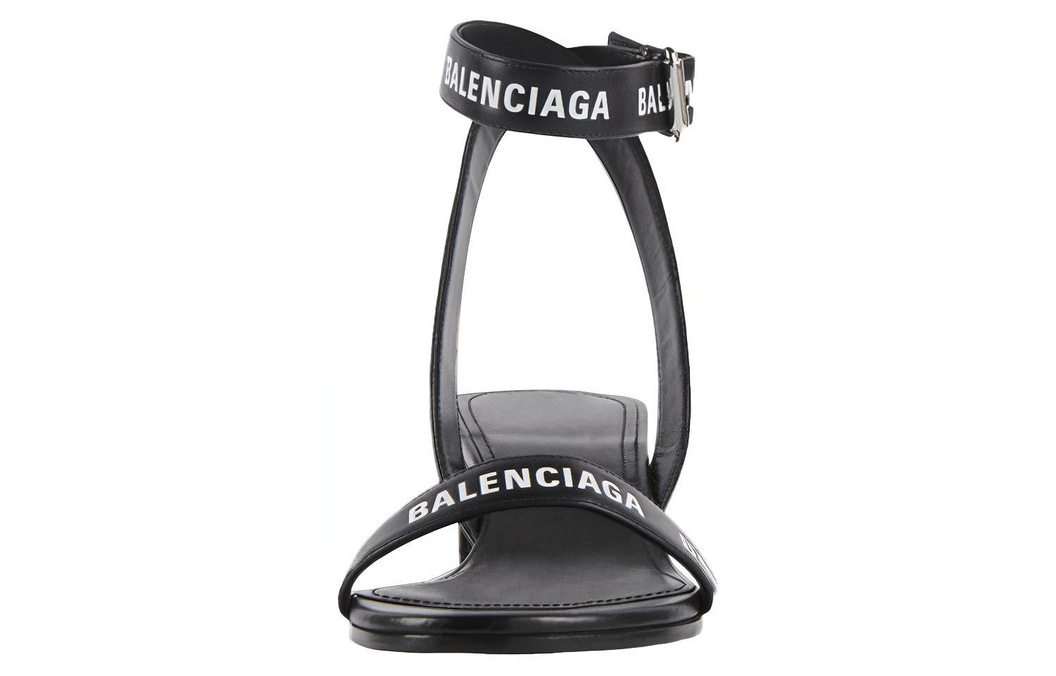 Lookbook (W) Balenciaga Ronde Sandalen Zwart Leer 612093WBAE11090