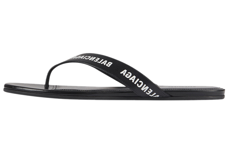 (Women) Balenciaga Round Printing Calfskin Sandals Black 613845WBAE11090