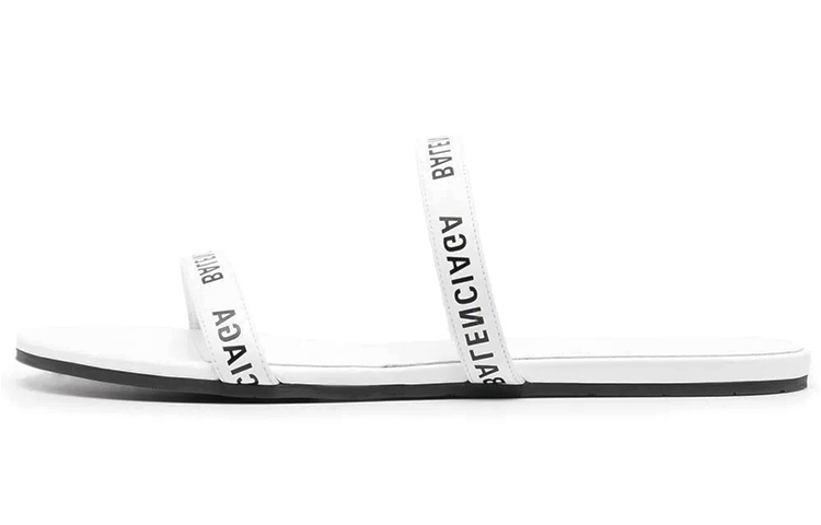 (Women) Balenciaga Round Sandal Flat 'Printed - White Black' 694999WCAE19010