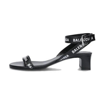 (W) Balenciaga Round Sandals Black White