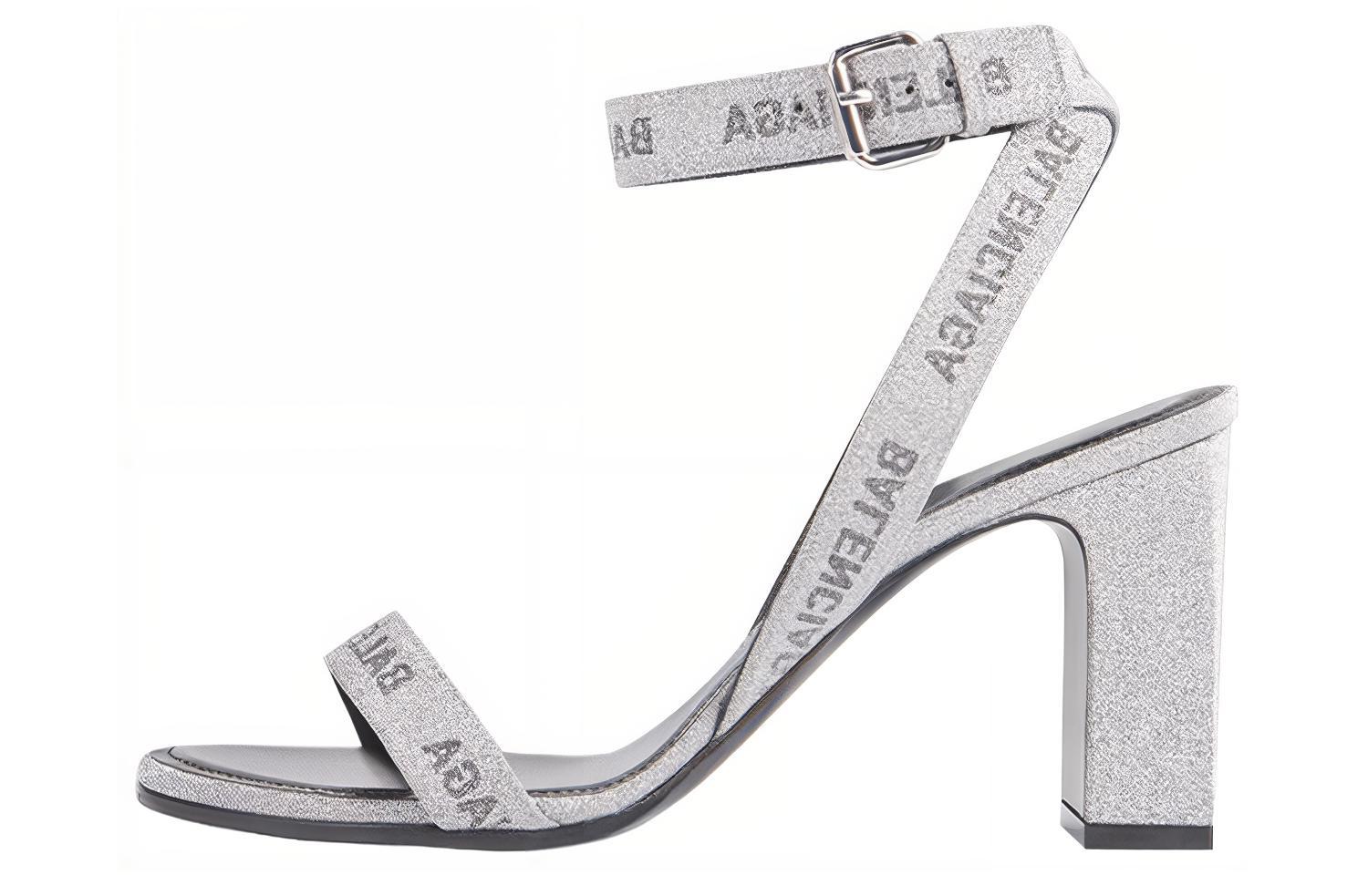 (Women) Balenciaga Round Sequin Ankle-Strap High Heels 'Silver' 616271W2AH08010