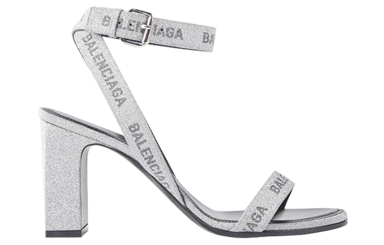 Order Balenciaga 巴黎世家 Round 亮片 踝部綁帶 女款 高跟鞋 銀色