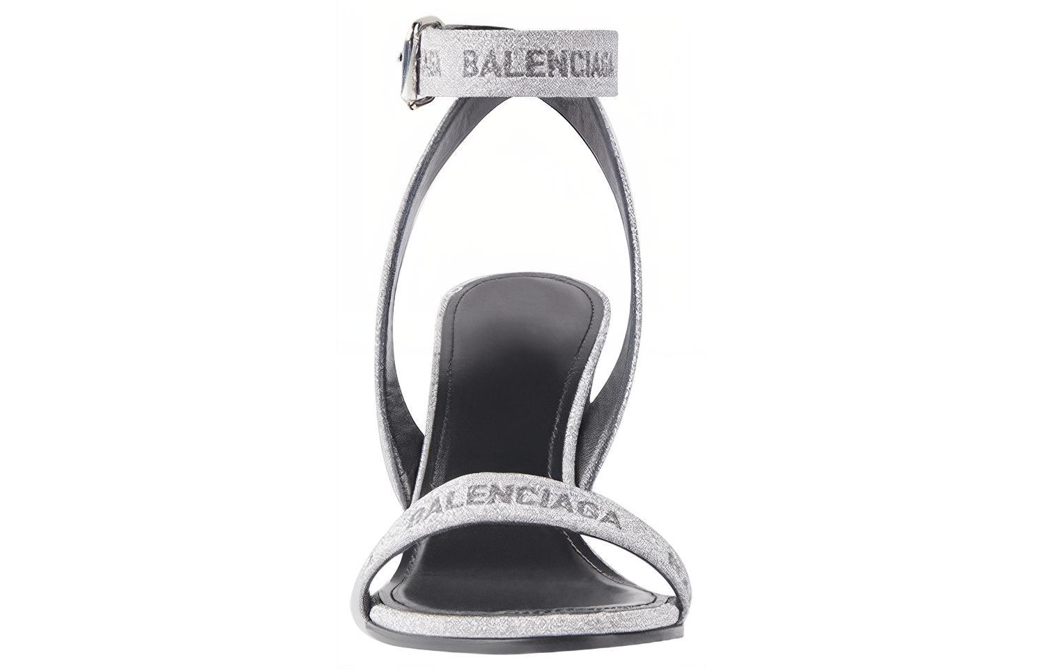 Lookbook (W) Balenciaga Ronde Pailletten Enkelband Hoge Hakken ''Zilver'' 616271W2AH08010