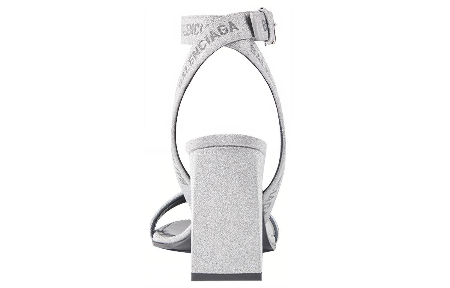 Shop (W) Balenciaga Ronde Pailletten Enkelband Hoge Hakken ''Zilver'' 616271W2AH08010