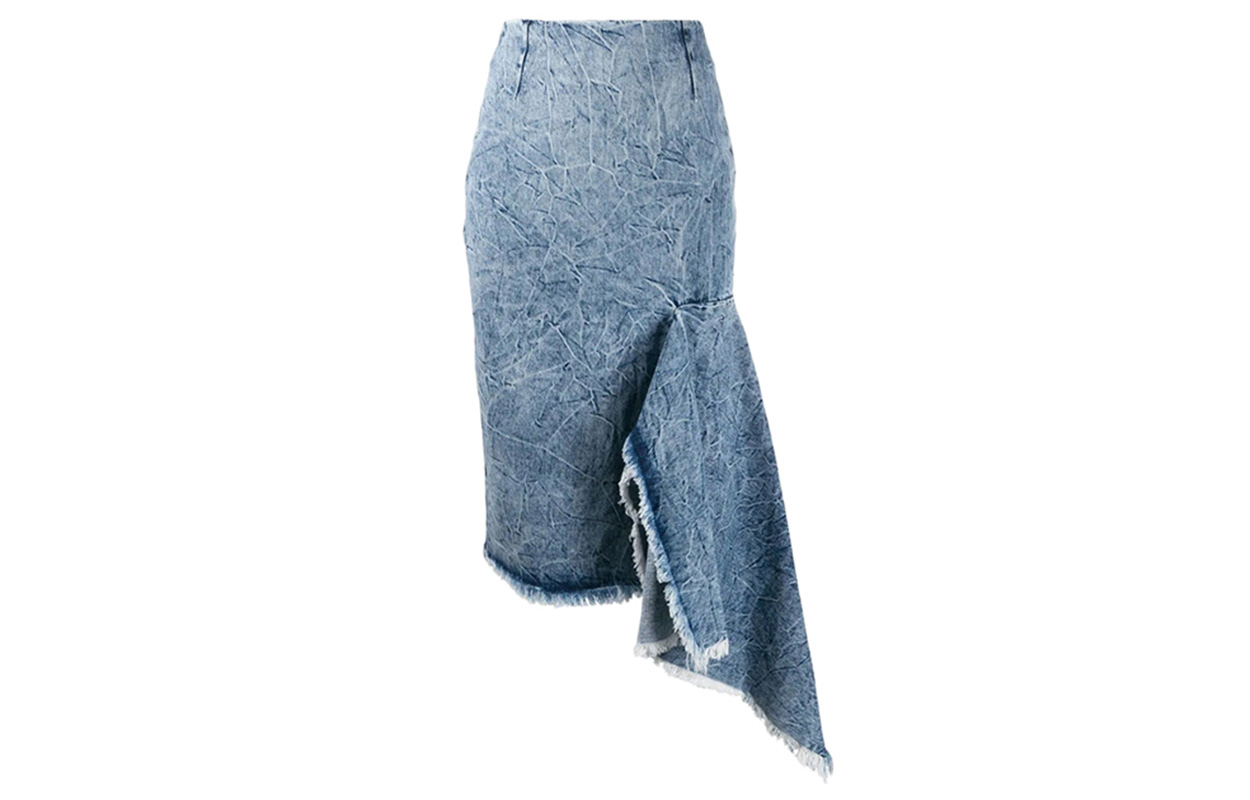 (Women) Balenciaga Ruffled Denim Skirt Blue Women’s 571460TEW368861