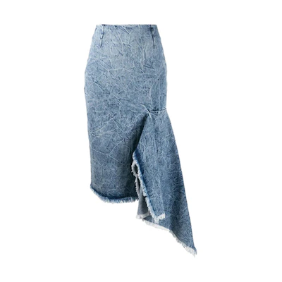 (Women) Balenciaga Ruffled Denim Skirt Blue Women’s 571460TEW368861
