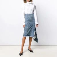 Lookbook (W) Balenciaga 藍色女性荷葉邊丹寧裙 571460TEW368861