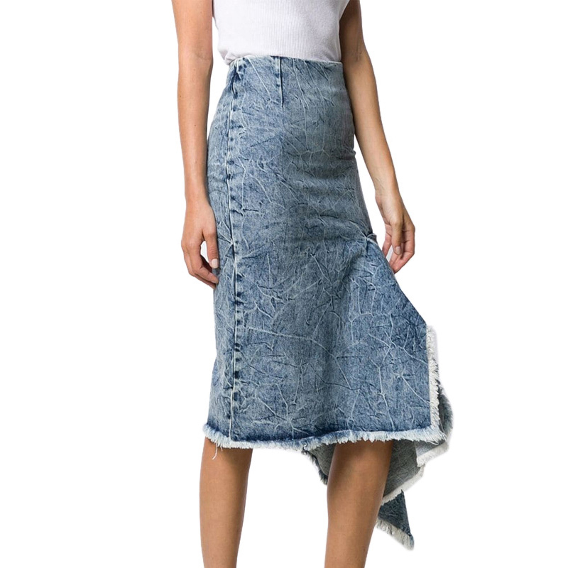 Shop (W) 발렌시아가 러플 데님 스커트 블루 여성용 571460TEW368861