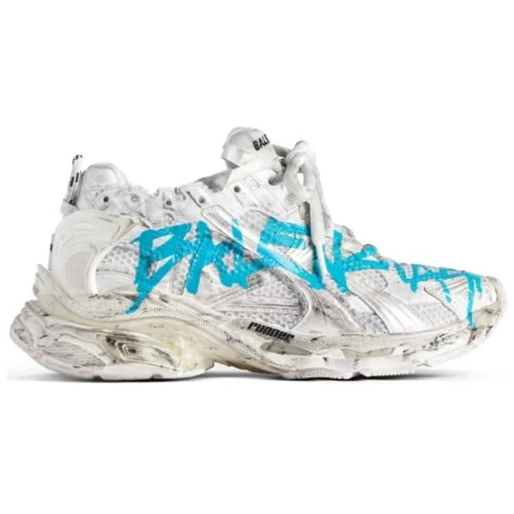 (W) Balenciaga RNNR Sneaker 'Graffiti - White Blue' 圖 2