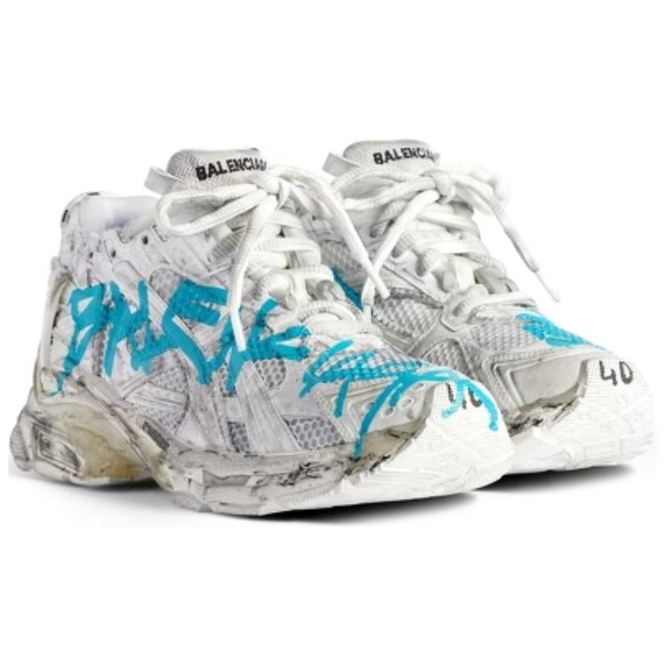 (W) Balenciaga RNNR Sneaker 'Graffiti - White Blue' 圖 5