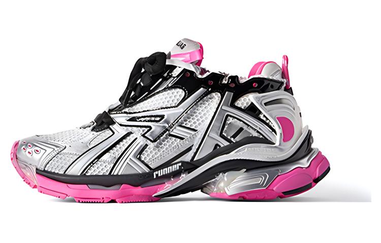 (Women) Balenciaga Runner Sneakers 'Silver White Pink Mesh and Nylon' 677402W3RBW9155