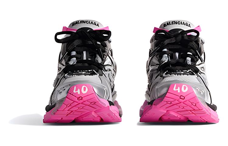 Lookbook (W) Zapatillas Balenciaga Runner 'Plata Blanco Rosa Malla y Nylon' 677402W3RBW9155