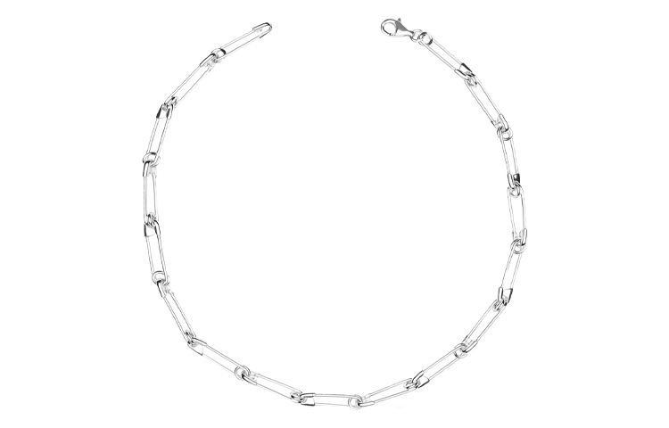Lookbook (Women) Balenciaga Safety Pin Chain Necklace 925 Silver for Women - Silver. 704236J84000918