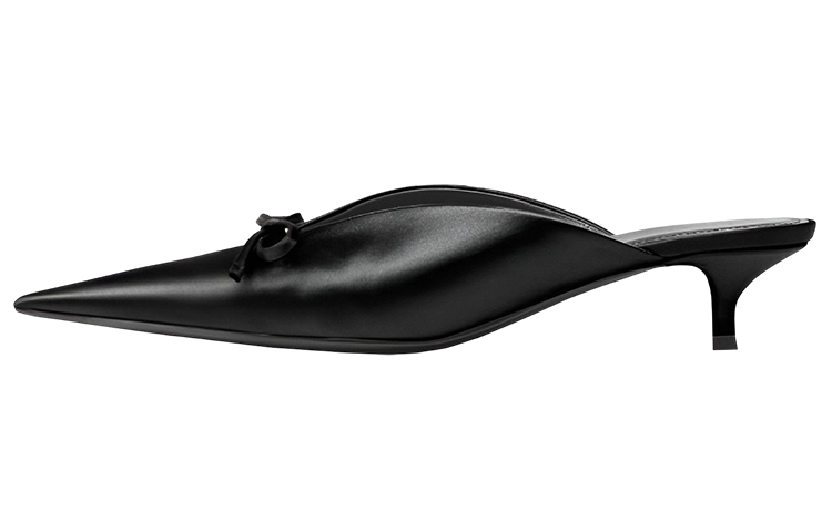 (Women) Balenciaga Satin Pointed-Toe Kitten Heels 'Black' 524714W0WM01000
