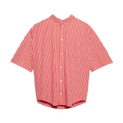 (Women) Balenciaga Satin Poplin 3/4 Sleeve Shirt Orange 622051TIM226540
