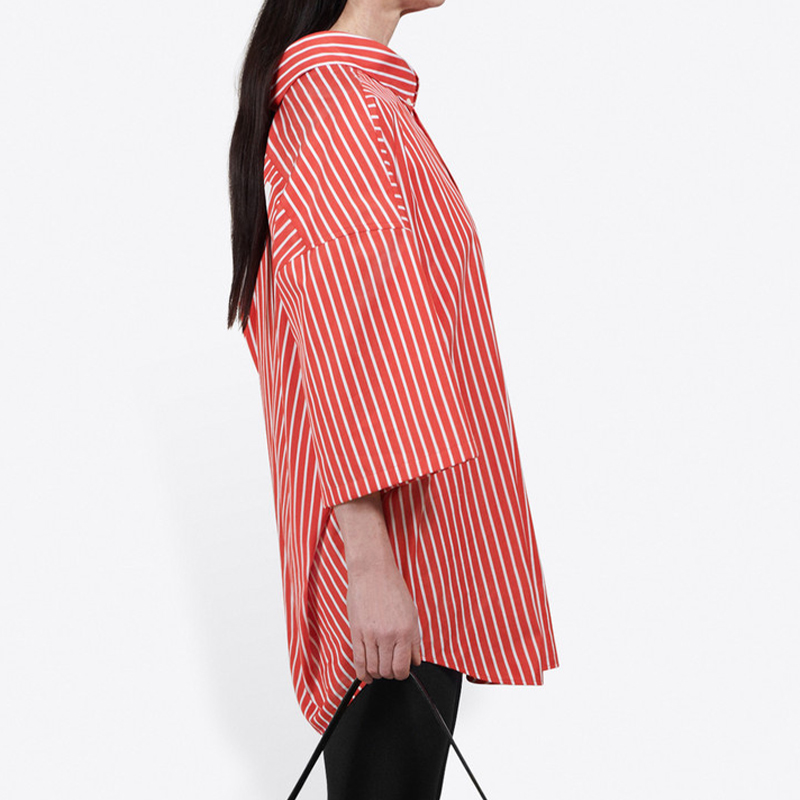 Details for (Women) Balenciaga Satin Poplin 3/4 Sleeve Shirt Orange 622051TIM226540