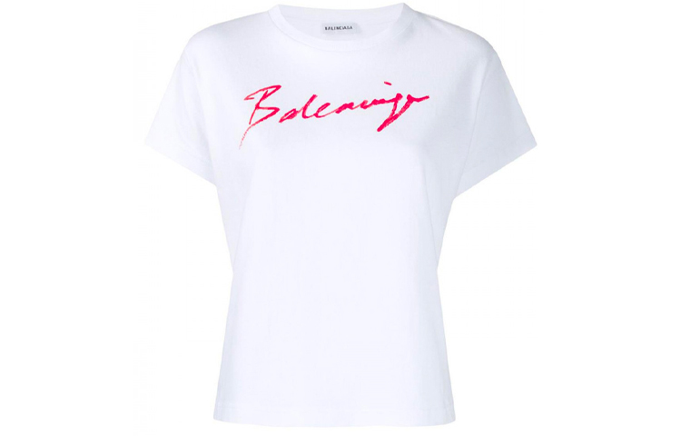 (Women) Balenciaga Signature Logo T-Shirt White 583217TFV639783
