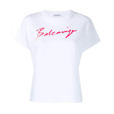 (Women) Balenciaga Signature Logo T-Shirt White 583217TFV639783