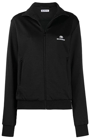 women-balenciaga-slim-fit-letter-print-zip-jacket-black-601166-tgv-041070