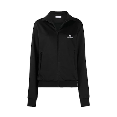 (Women) Balenciaga Slim-fit Letter Print Zip Jacket Black 601166TGV041070