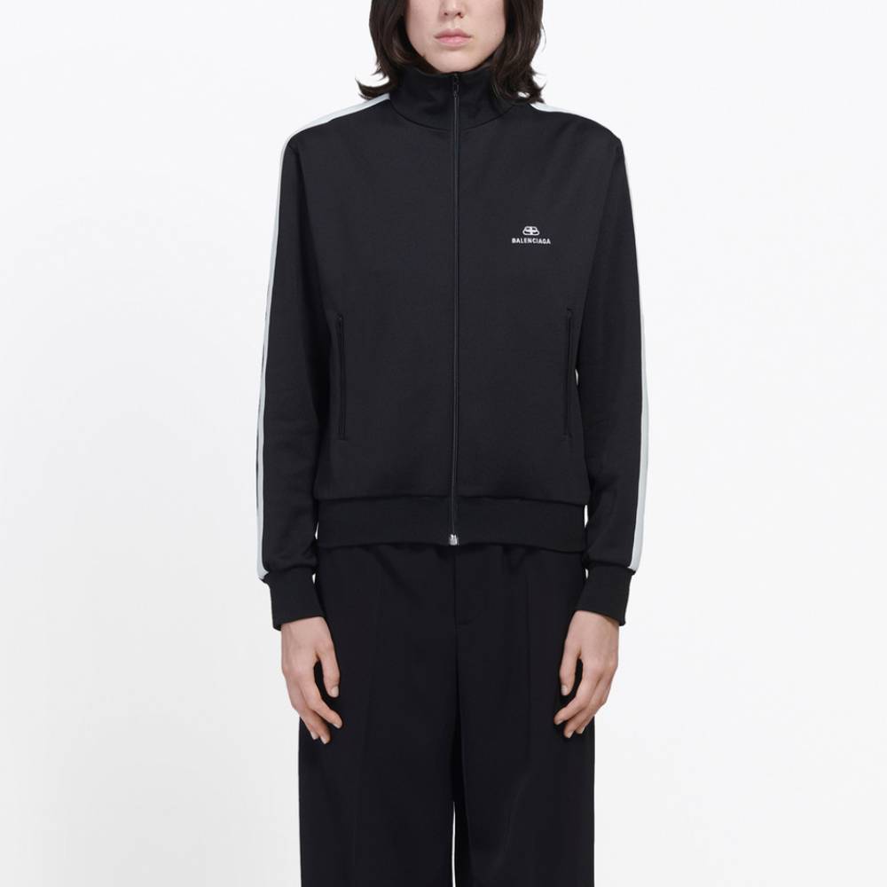 Lookbook (W) Chaqueta Balenciaga Slim-fit con Estampado de Letras y Cremallera Negra. 601166TGV041070