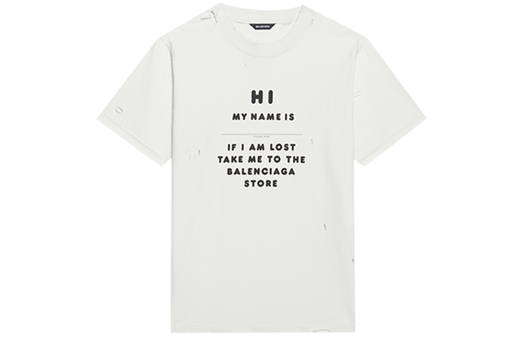 Buy (W) 巴黎世家修身版白色标志印花圆领T恤 FW21 661705TKVF19081