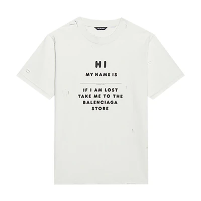 (Women) Balenciaga Slim Fit Logo Print White Crewneck T-Shirt FW21 661705TKVF19081