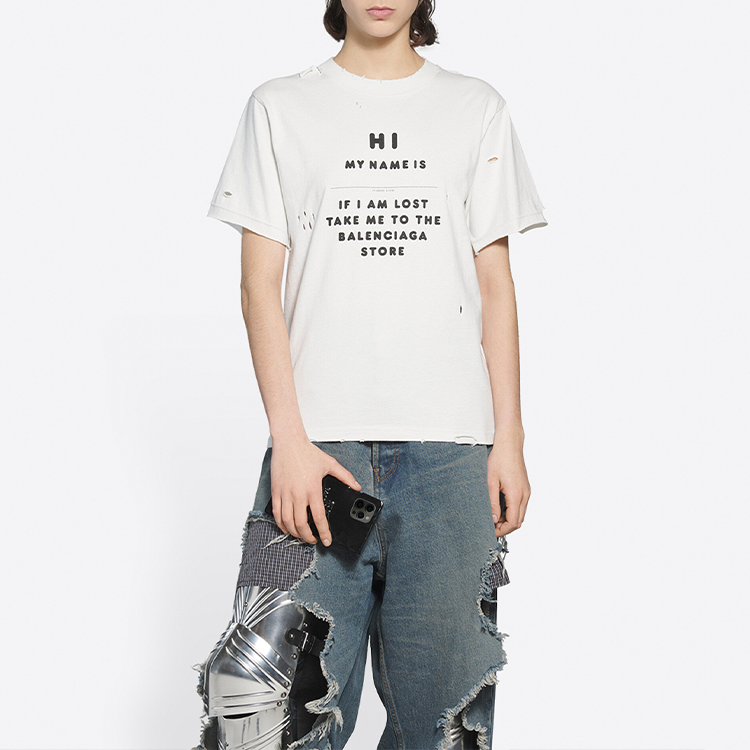 Shop (W) 巴黎世家修身版白色标志印花圆领T恤 FW21 661705TKVF19081