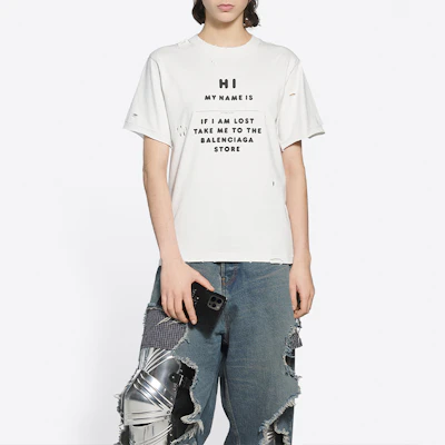 (W) 巴黎世家修身版白色标志印花圆领T恤 FW21 661705TKVF19081 Shop (W) 巴黎世家修身版白色标志印花圆领T恤 FW21 661705TKVF19081