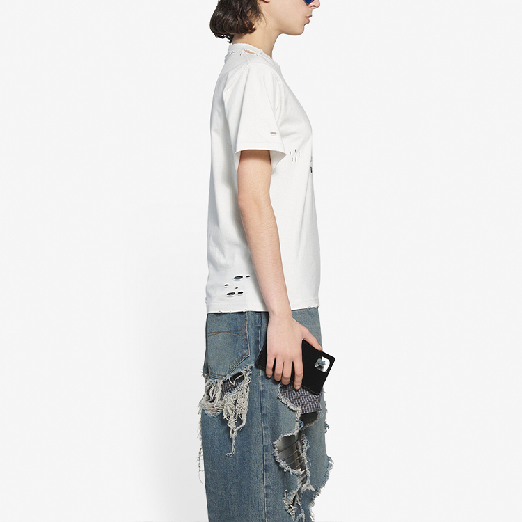 Purchase (W) 巴黎世家修身版白色标志印花圆领T恤 FW21 661705TKVF19081