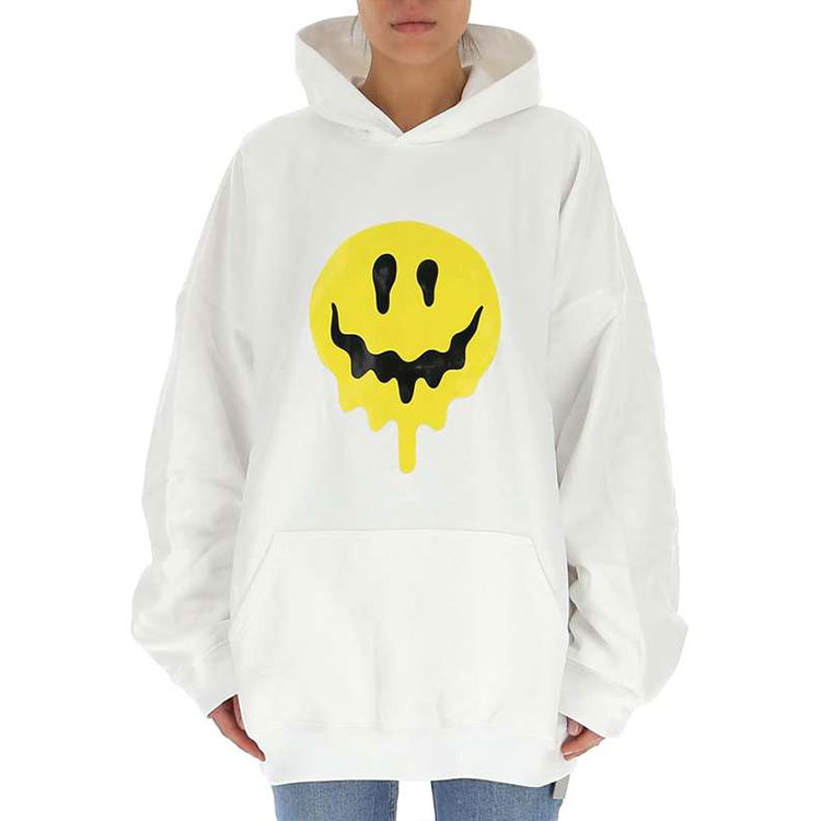 Shop (Women) Balenciaga Smile Print Oversized Sweatshirt Women’s White. 651799TKVA28639