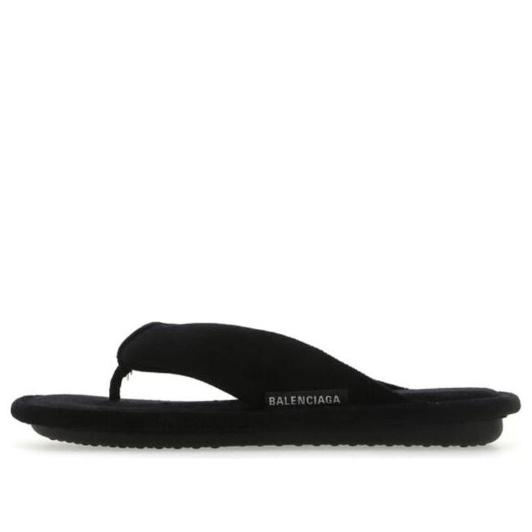(W) Balenciaga Soft Thong Slides 'Black Velvet'