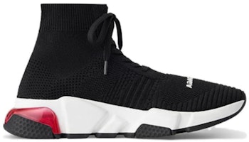 Order (W) Balenciaga Speed 1.0 Lace Up Sneakers ''Nero Bianco con Suola Trasparente Rossa'' 617217W05GG1014
