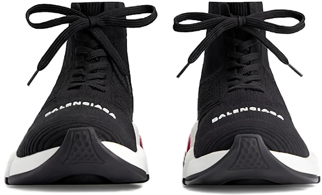 (W) Balenciaga Speed 1.0 Lace Up Sneakers ''Nero Bianco con Suola Trasparente Rossa'' 617217W05GG1014 Lookbook (W) Balenciaga Speed 1.0 Lace Up Sneakers ''Nero Bianco con Suola Trasparente Rossa'' 617217W05GG1014