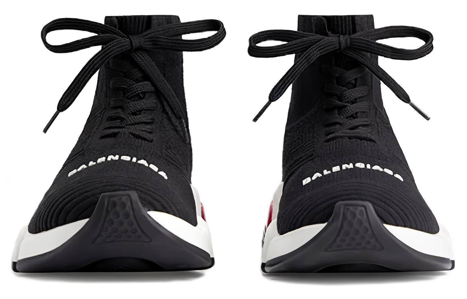 (W) Balenciaga Speed 1.0 Lace Up Sneakers 'Black White with Clear Sole Red' 圖 3