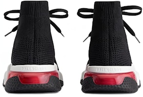 Purchase (W) Balenciaga Speed 1.0 Lace Up Sneakers ''Nero Bianco con Suola Trasparente Rossa'' 617217W05GG1014