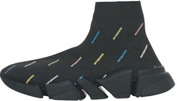 (Women) Balenciaga Speed 2.0 AllOver Logo Recycled Knit Black Multicolor 617196W2DF01088 (Women) Balenciaga Speed 2.0 AllOver Logo Recycled Knit Black Multicolor 617196W2DF01088
