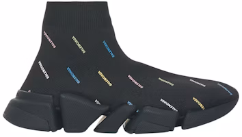 (Women) Balenciaga Speed 2.0 AllOver Logo Recycled Knit Black Multicolor 617196W2DF01088 (Women) Balenciaga Speed 2.0 AllOver Logo Recycled Knit Black Multicolor 617196W2DF01088