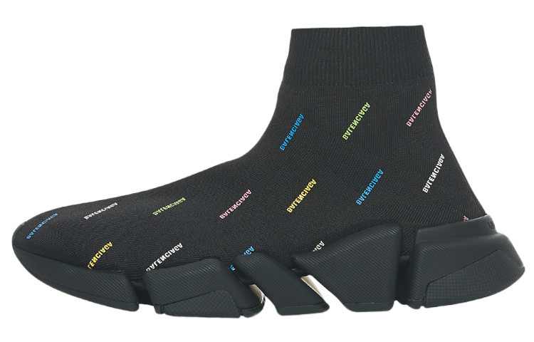 Buy (W) Balenciaga Speed 2.0 Logo Hitam Multicolor Sepatu Recycled Knit 617196W2DF01088