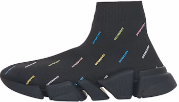 (Women) Balenciaga Speed 2.0 AllOver Logo Recycled Knit Black Multicolor 617196W2DF01088 (Women) Balenciaga Speed 2.0 AllOver Logo Recycled Knit Black Multicolor 617196W2DF01088