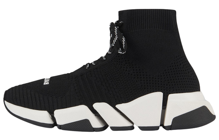 (W) Balenciaga Speed 2.0 Lace Up Black White