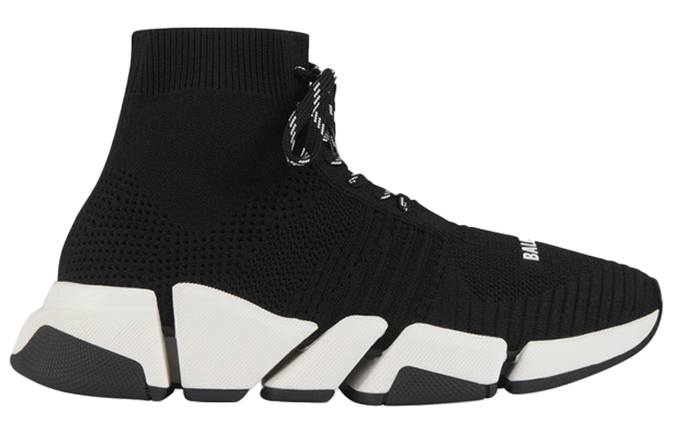(W) Balenciaga Speed 2.0 Lace Up Black White 圖 2