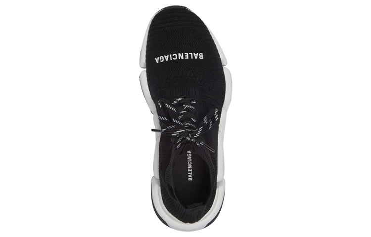 (W) Balenciaga Speed 2.0 Lace Up Black White 圖 3
