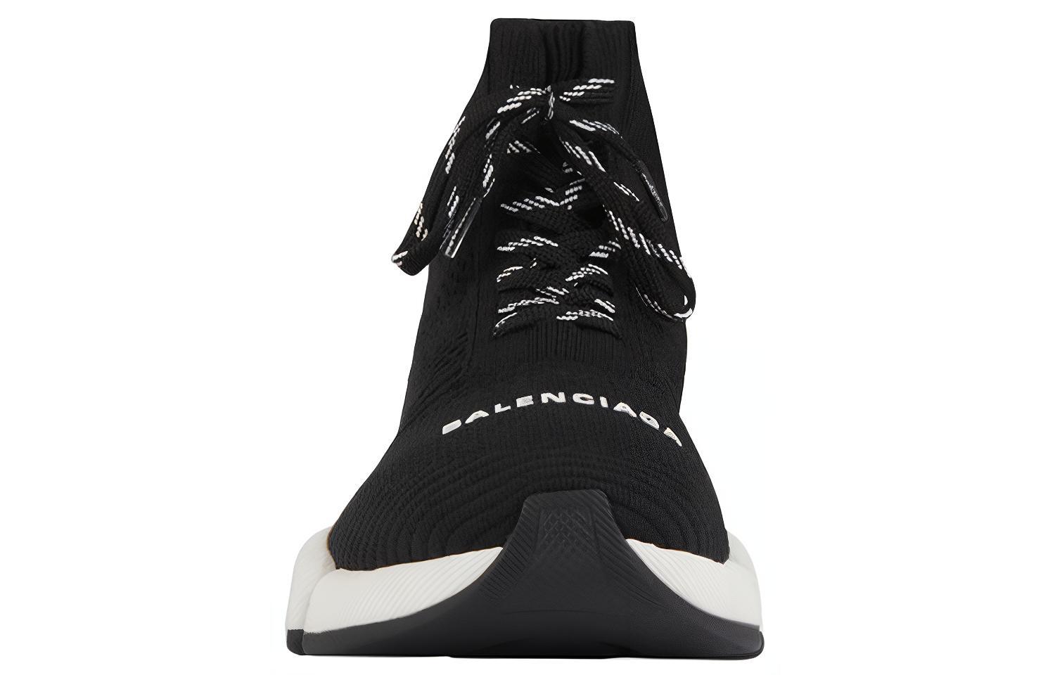 (W) Balenciaga Speed 2.0 Lace Up Black White 圖 4