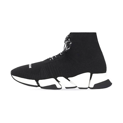(W) Balenciaga Speed 2.0 Lace Up Black White SS21
