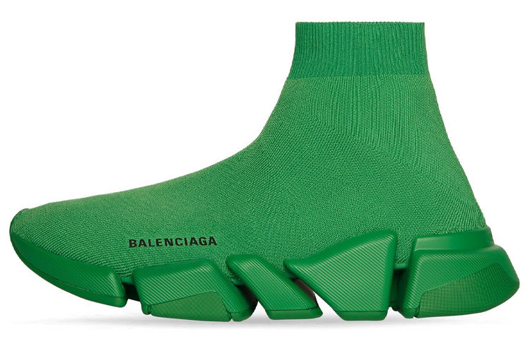 (W) Balenciaga Speed 2.0 Monochrome Recycled Knit Green