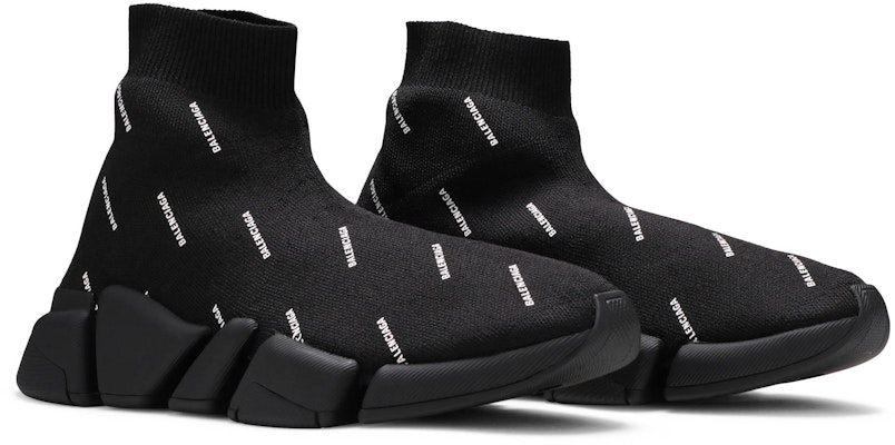 (W) バレンシアガ スピード2.0 ロゴ総柄 ブラック 617196W2DBO1090 Cheap (W) バレンシアガ スピード2.0 ロゴ総柄 ブラック 617196W2DBO1090