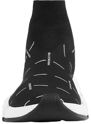 (W) 巴黎世家Speed 2.0 黑色印花标志运动鞋 645420-W2DBT-1090 Lookbook (W) 巴黎世家Speed 2.0 黑色印花标志运动鞋 645420-W2DBT-1090
