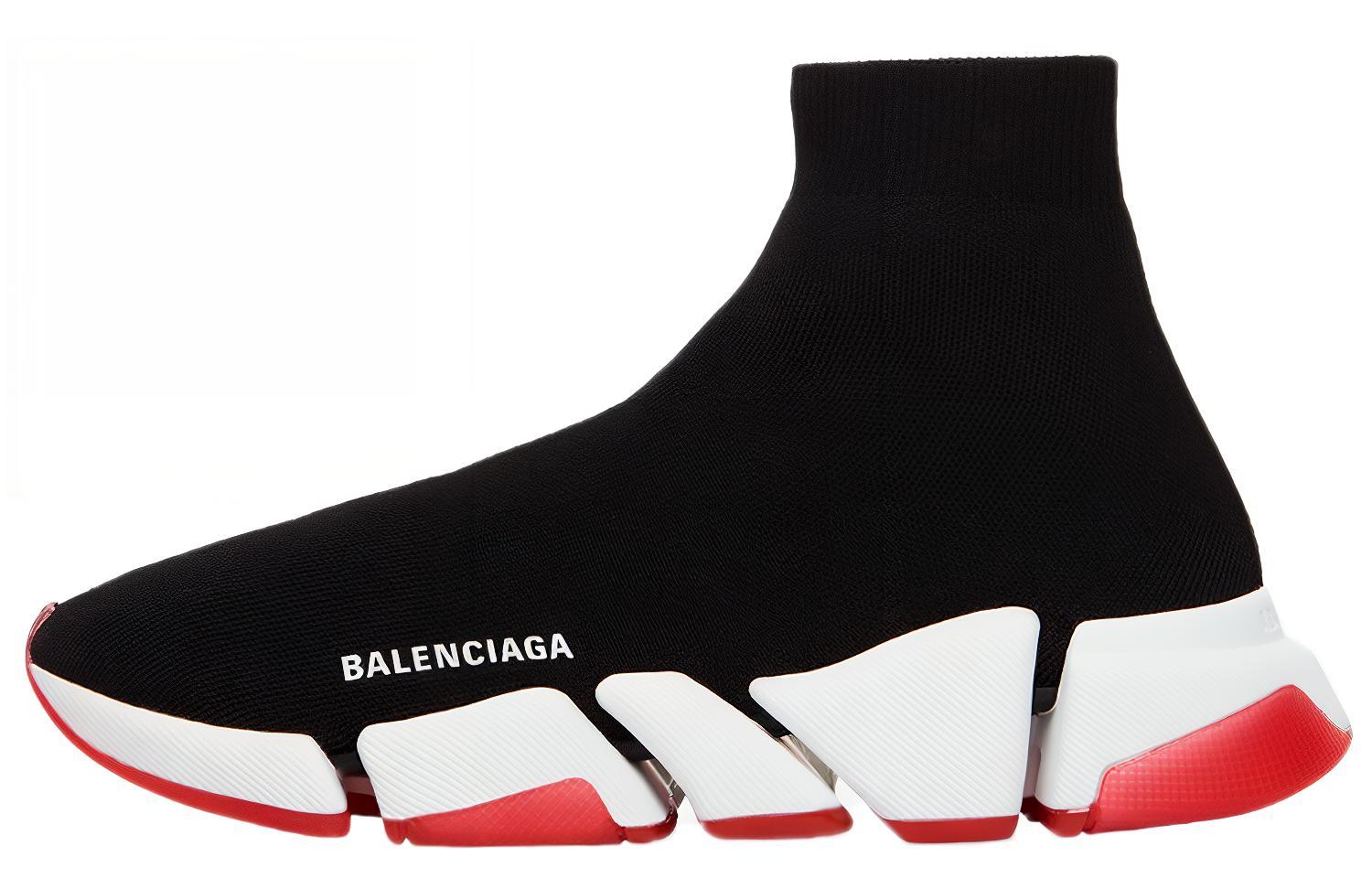 (Women) Balenciaga Speed 2.0 Sneaker 'Black White Red' 654045W2DI21096
